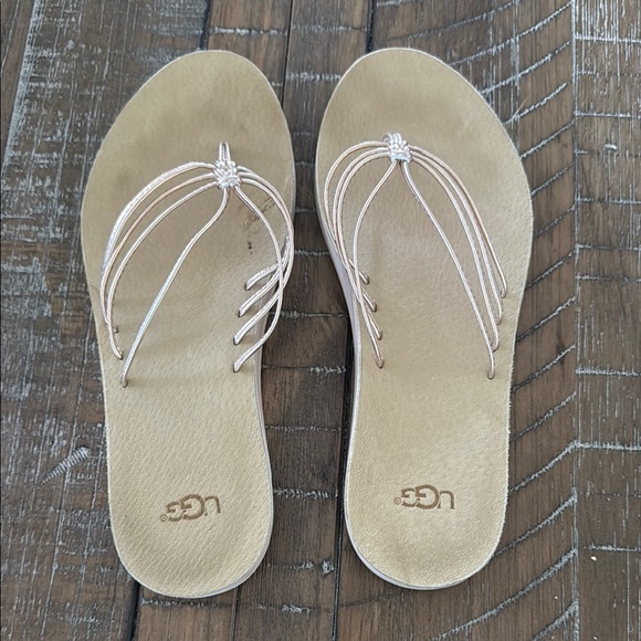 UGG Rose Gold Metallic Heina Flip Flop Sandals, Size 9, GUC - Picture 2 of 5